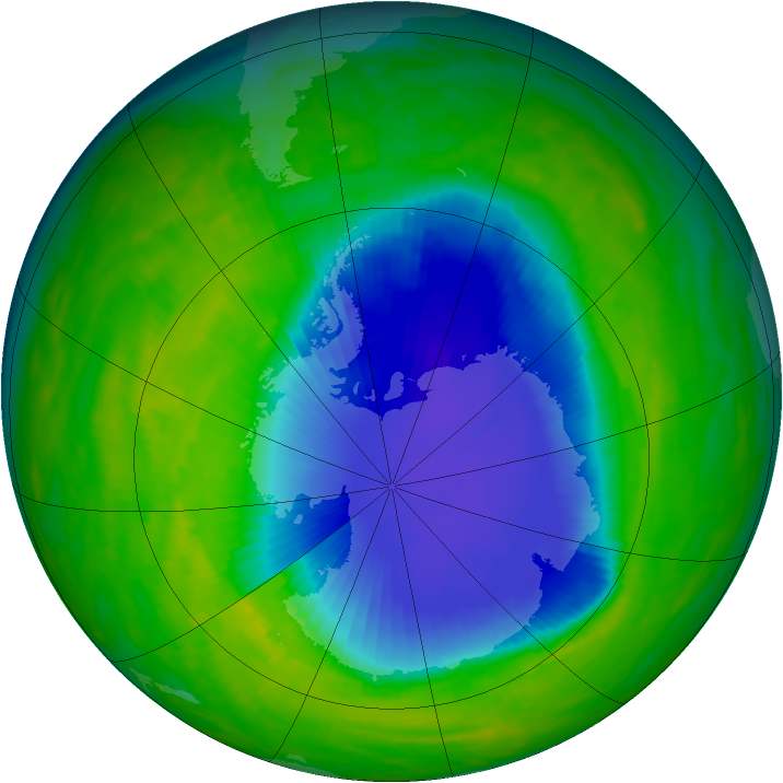 Antarctic ozone map for 12 November 1992